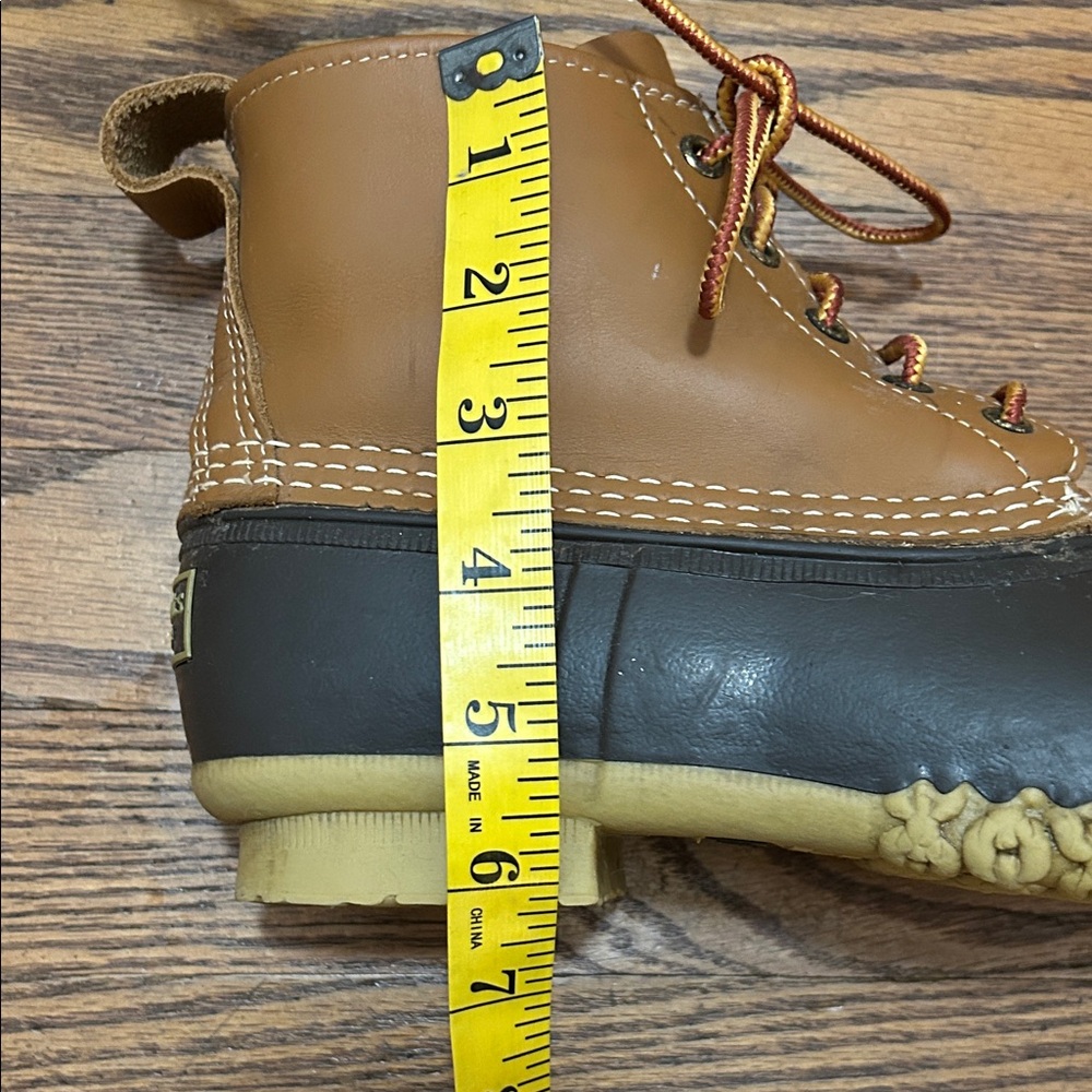 LL Bean Duck Bean Boots Womens Sz 8M Brown Leather Rubber Waterproof Rain USA - Picture 10 of 12